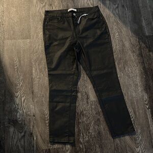 Black Slim Fit Faux Leather Pants